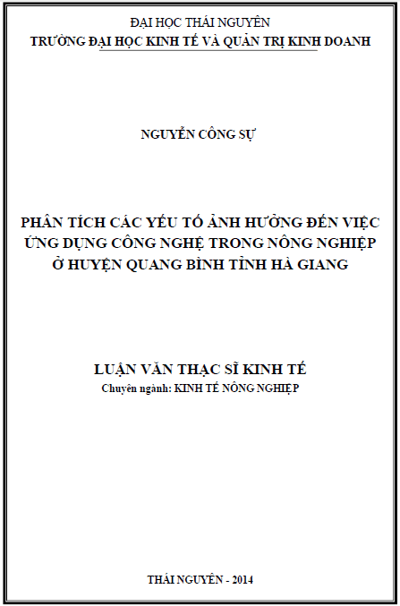 phan tich cac yeu to anh huong den viec ung dung cong nghe trong nong nghiep o huyen quang binh tinh ha giang