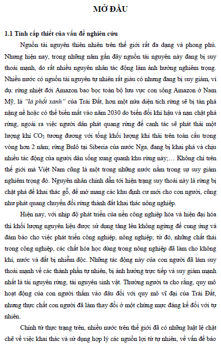 phan tich vai tro cua vung dem doi voi cac vuon quoc gia va khu bao ton thien nhien