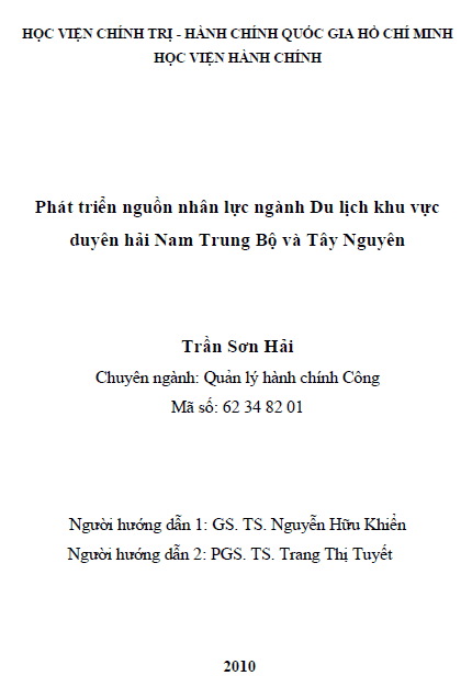 phat trien nguon nhan luc nganh du lich khu vuc duyen hai nam trung bo va tay nguyen