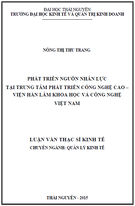 phat trien nguon nhan luc tai trung tam phat trien cong nghe cao vien han lam khoa hoc va cong nghe viet nam