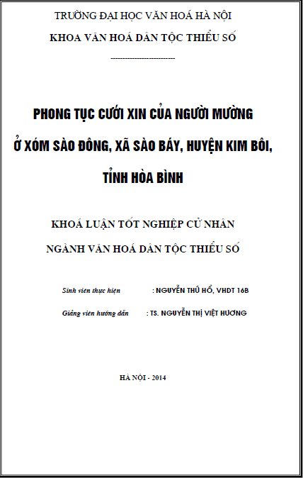 phong tuc cuoi xin cua nguoi muong o xom sao dong xa sao bay huyen kim boi tinh hoa binh