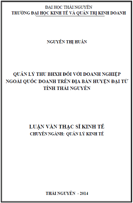 quan ly thu bao hiem xa hoi doi voi doanh nghiep ngoai quoc doanh tren dia ban huyen dai tu tinh thai nguyen
