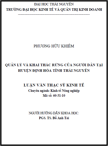 quan ly va khai thac rung cua nguoi dan tai huyen dinh hoa tinh thai nguyen