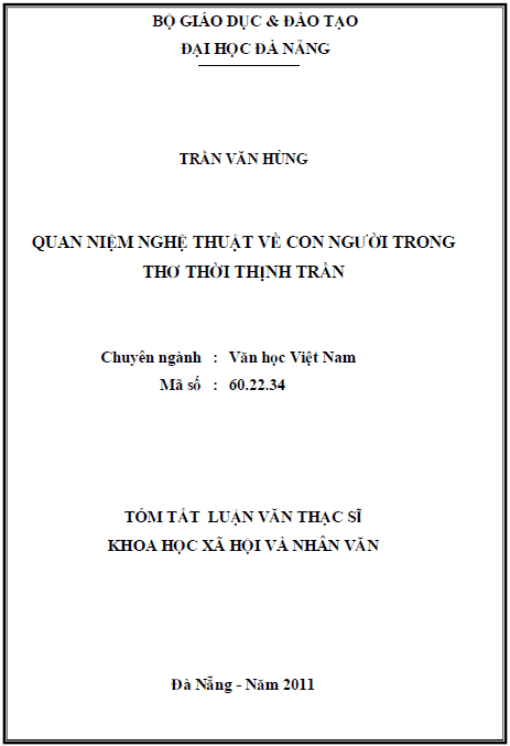 quan niem nghe thuat ve con nguoi trong tho thoi thinh tran