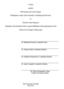 self creation and social critique kierkegaard arendt and castoriadis on thinking and discourse