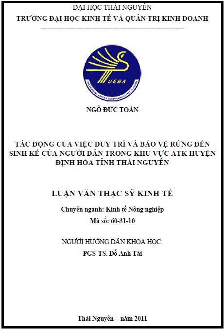 tac dong cua viec duy tri va bao ve rung den sinh ke cua nguoi dan trong khu vuc atk huyen dinh hoa tinh thai nguyen