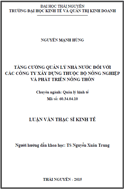 tang cuong quan ly nha nuoc doi voi cac cong ty xay dung thuoc bo nong nghiep va phat trien nong thon