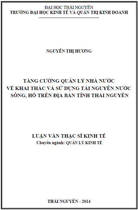 tang cuong quan ly nha nuoc ve khai thac va su dung tai nguyen nuoc song ho tren dia ban tinh thai nguyen