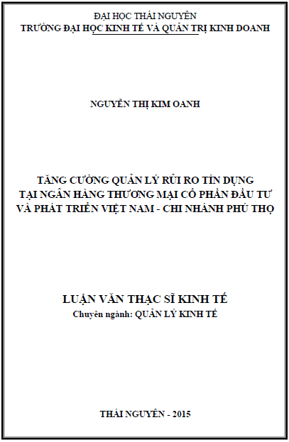 tang cuong quan ly rui ro tin dung tai ngan hang thuong mai co phan dau tu va phat trien viet nam chi nhanh phu tho