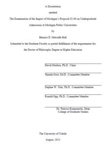 the examination of the impact of michigans proposal 02 06 on undergraduate admissions at michigan public universities