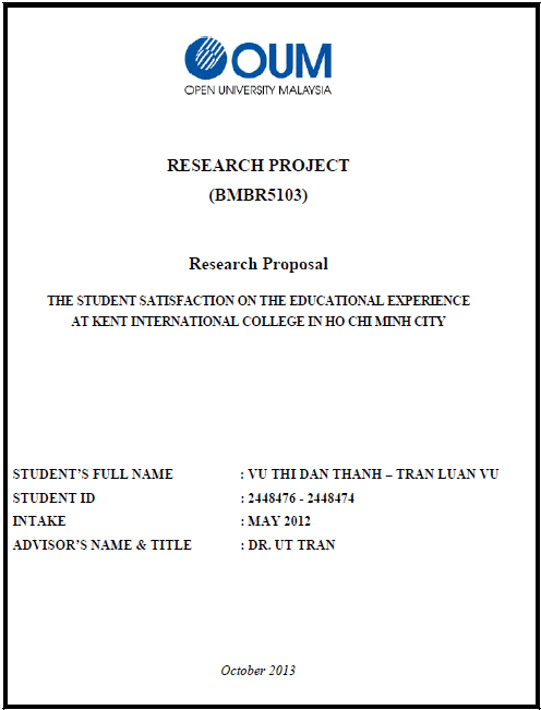 The student satisfaction on the educational experience at KENT International College in Ho Chi Minh City 1 the student satisfaction on the educational experience at kent international college in ho chi minh city