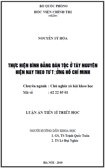 thuc hien binh dang dan toc o tay nguyen hien nay theo tu tuong ho chi minh