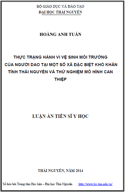 thuc trang hanh vi ve sinh moi truong cua nguoi dao tai mot so xa dac biet kho khan tinh thai nguyen va thu nghiem mo hinh can thiep