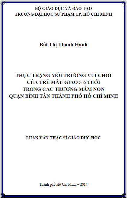 thuc trang moi truong vui choi cua tre mau giao 5 6 tuoi trong cac truong mam non quan binh tan thanh pho ho chi minh
