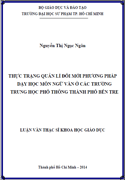 thuc trang quan li doi moi phuong phap day hoc mon ngu van o cac truong thpt thanh pho ben tre