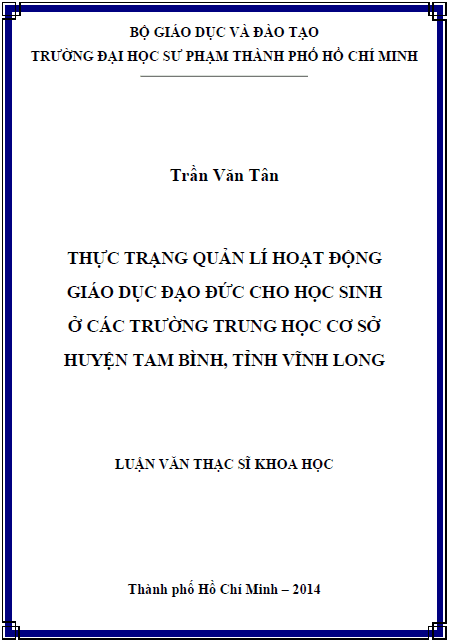 thuc trang quan li hoat dong giao duc dao duc cho hoc sinh o cac truong thcs huyen tam binh tinh vinh long