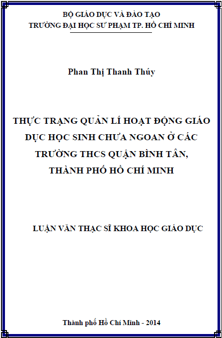 thuc trang quan li hoat dong giao duc hoc sinh chua ngoan o cac truong thcs quan binh tan thanh pho ho chi minh