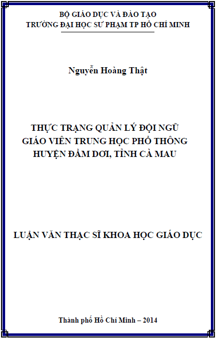 thuc trang quan ly doi ngu giao vien trung hoc pho thong huyen dam doi tinh ca mau
