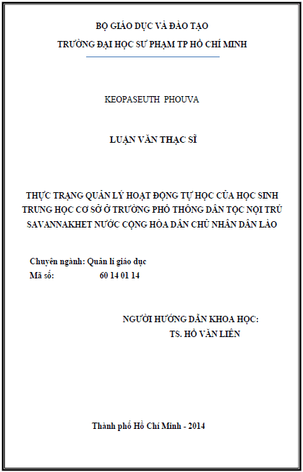 thuc trang quan ly hoat dong tu hoc cua hoc sinh trung hoc co so o truong pho thong dan toc noi tru savannakhet nuoc cong hoa dan chu nhan dan lao