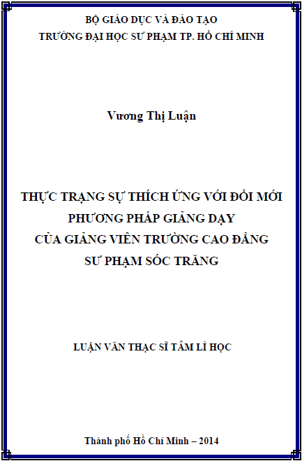 thuc trang su thich ung voi doi moi phuong phap giang day cua giang vien truong cao dang su pham soc trang