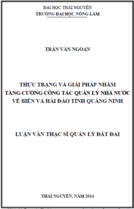thuc trang va giai phap nham tang cuong cong tac quan ly nha nuoc ve bien va hai dao tinh quang ninh