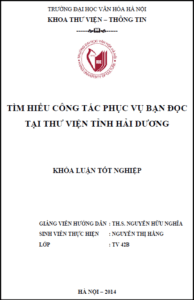 tim hieu cong tac phuc vu ban doc tai thu vien tinh hai duong