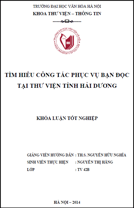 tim hieu cong tac phuc vu ban doc tai thu vien tinh hai duong