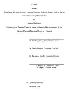 using visual aids in the secondary language classroom an action research study on the use of illustrations during tprs instruction