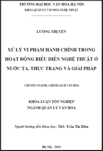 xu ly vi pham hanh chinh trong hoat dong bieu dien nghe thuat o nuoc ta thuc trang va giai phap