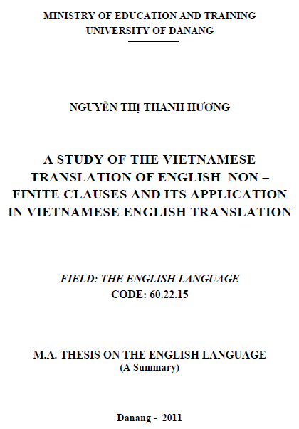 a study of the vietnamese translation of english non finite clauses and its application in vietnamese and english translation