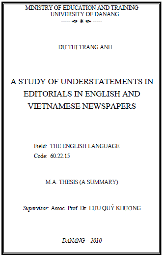 a study of understatements in editorials in english and vietnamese newspapers