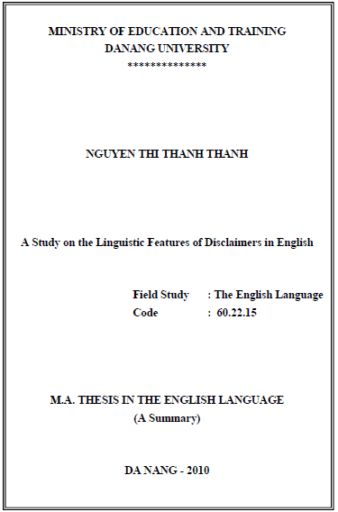 a study on the linguistic features of disclaimers in english
