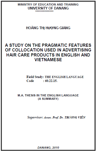 a study on the pragmatic features of collocation used in advertising hair care products in english and vietnamese