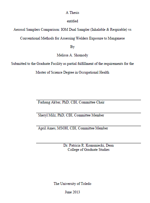 aerosol samplers comparison iom dual sampler inhalable respirable vs conventional methods for assessing welders exposure to manganese