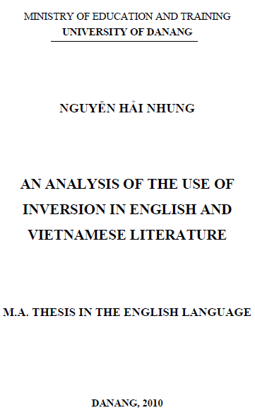 an analysis of the use of inversion in english and vietnamese literature