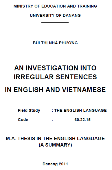 an investigation into irregular sentences in english and vietnamese