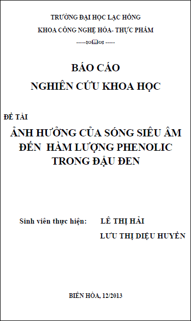 anh huong cua song sieu am den ham luong phenolic trong dau den