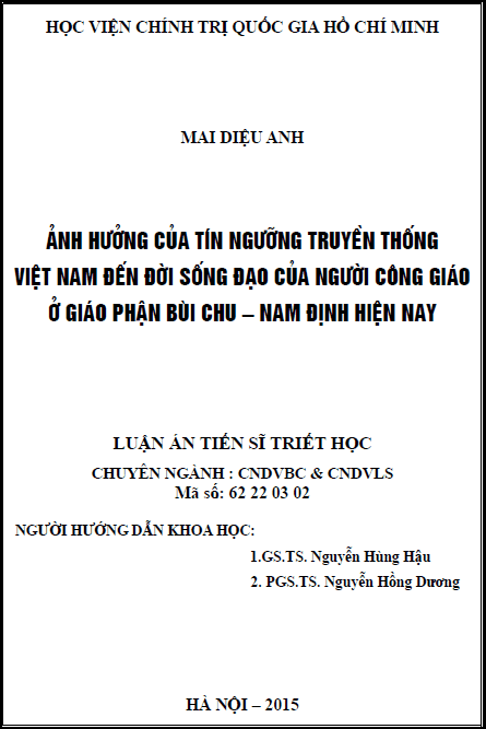 anh huong cua tin nguong truyen thong viet nam den doi song dao cua nguoi cong giao o giao phan bui chu nam dinh hien nay