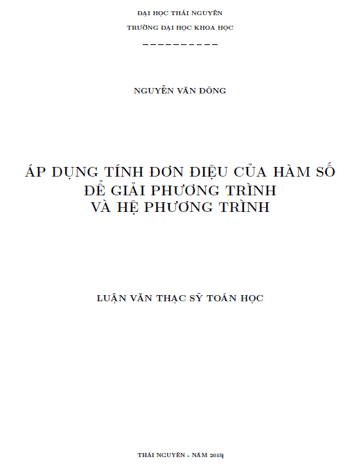 ap dung tinh don dieu cua ham so de giai phuong trinh va he phuong trinh