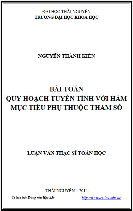 bai toan quy hoach tuyen tinh voi ham muc tieu phu thuoc tham so