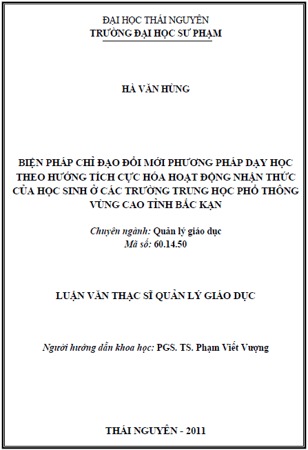 bien phap chi dao doi moi phuong phap day hoc theo huong tich cuc hoa hoat dong nhan thuc cua hoc sinh o cac truong trung hoc pho thong vung cao tinh bac kan