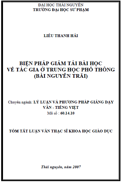 bien phap giam tai bai hoc ve tac gia o trung hoc pho thong bai nguyen trai
