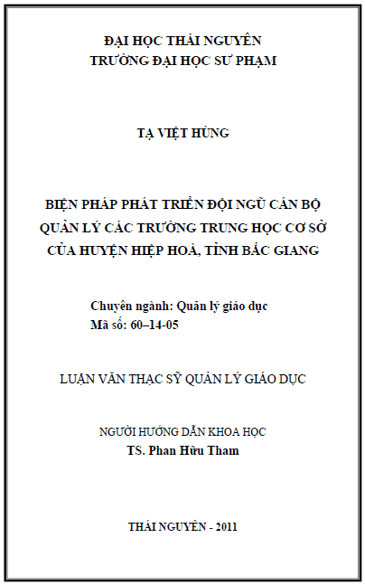bien phap phat trien doi ngu can bo quan ly cac truong trung hoc co so cua huyen hiep hoa tinh bac giang