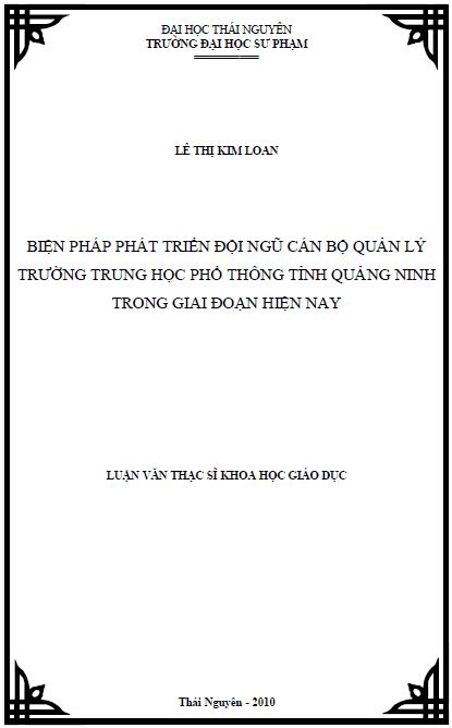 bien phap phat trien doi ngu can bo quan ly truong trung hoc pho thong tinh quang ninh trong giai doan hien nay