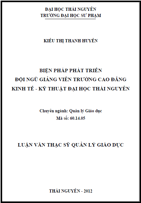 bien phap phat trien doi ngu giang vien truong cao dang kinh te ky thuat dai hoc thai nguyen