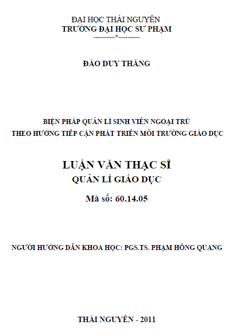 bien phap quan li sinh vien ngoai tru theo huong tiep can phat trien moi truong giao duc