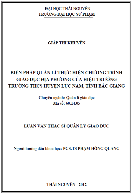 bien phap quan li thuc hien chuong trinh giao duc dia phuong cua hieu truong truong thcs huyen luc nam tinh bac giang