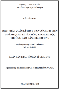 bien phap quan li thuc tap cua sinh vien nganh quan li van hoa khoa xa hoi truong cao dang hai duong