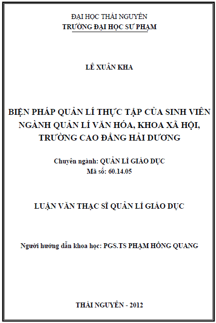 bien phap quan li thuc tap cua sinh vien nganh quan li van hoa khoa xa hoi truong cao dang hai duong