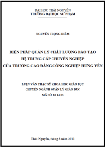 bien phap quan ly chat luong dao tao he trung cap chuyen nghiep cua truong cao dang cong nghiep hung yen